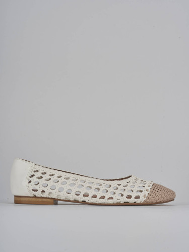 Bailarinas tacón 1 cm blanco cuero