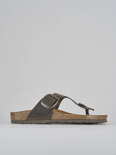 Mules tacón 1 cm marrón oscuro nobuk