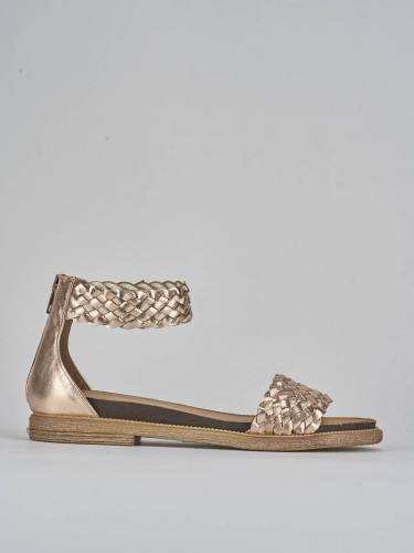 Low heel sandals heel 1 cm bronze leather