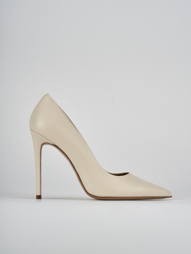 Zapatos de salón tacón 10 cm blanco cuero
