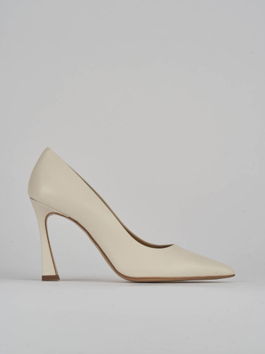 Zapatos de salón tacón 9 cm blanco cuero