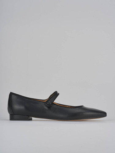 Flat shoes heel 1 cm black leather