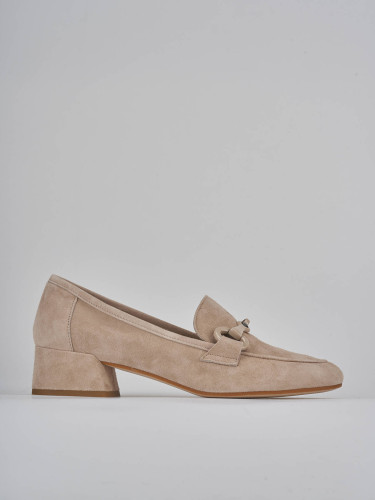 Mocasines tacón 3 cm rosa ante