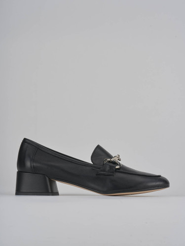 Mocasines tacón 3 cm negro cuero
