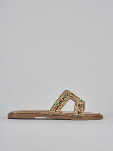 Mules tacón 1 cm marrón cuero