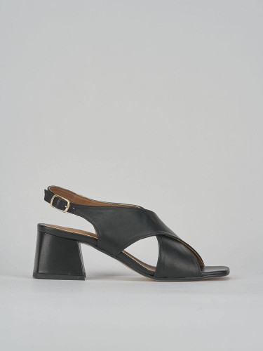 High heel sandals heel 5 cm black leather