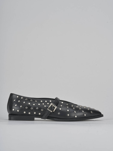 Bailarinas tacón 1 cm negro cuero