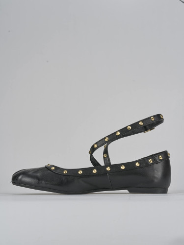Flat shoes heel 1 cm black leather