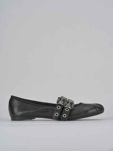 Bailarinas tacón 1 cm negro cuero