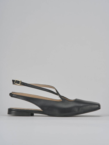 Flat shoes heel 1 cm black leather