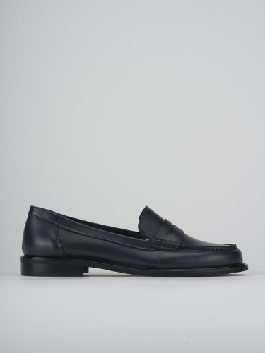 Loafers heel 2 cm blu leather