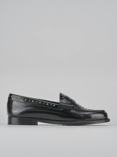 Mocasines tacón 2 cm negro cuero