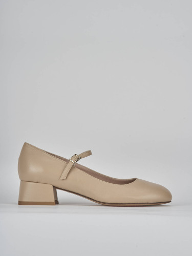 Décolleté tacco 4cm pelle marrone