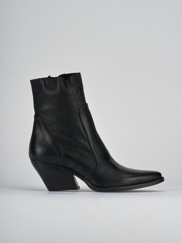 Botines de tacón alto tacón 7 cm negro cuero
