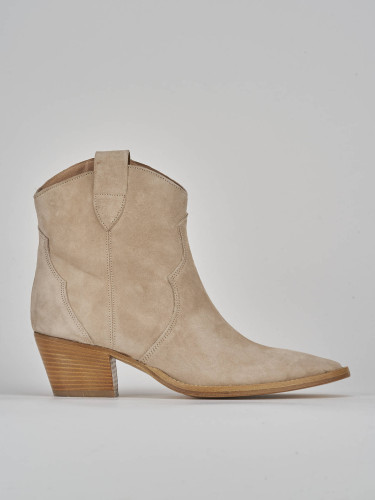 Botines de tacón alto tacón 5 cm beis ante