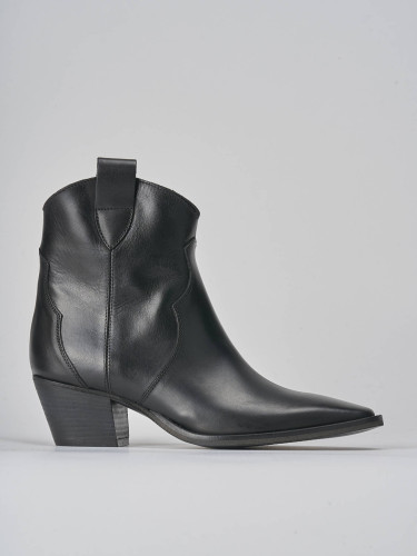 Botines de tacón alto tacón 5 cm negro cuero