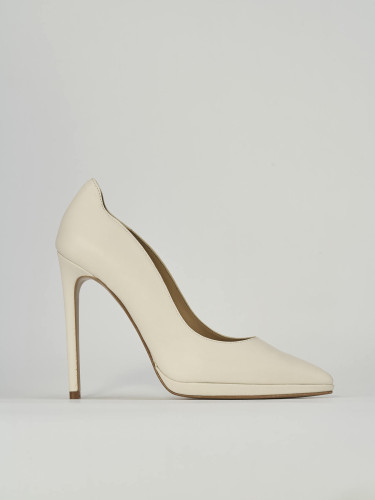 Zapatos de salón tacón 11 cm blanco cuero