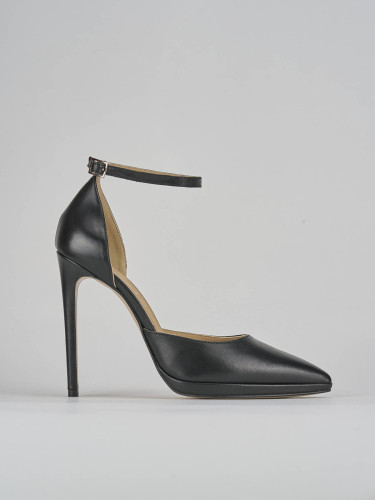 Zapatos de salón tacón 11 cm negro cuero
