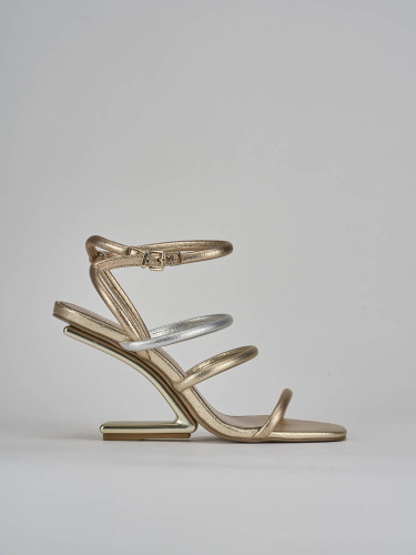 High heel sandals heel 9 cm gold leather