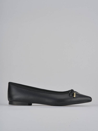 Flat shoes heel 1 cm black leather