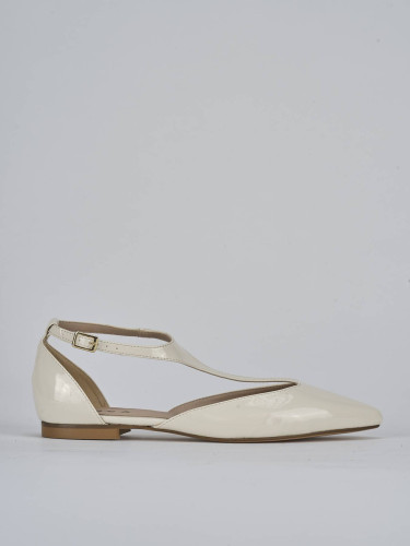 Bailarinas tacón 1 cm blanco cuero