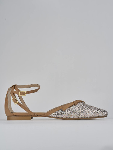 Bailarinas tacón 1 cm plata cuero