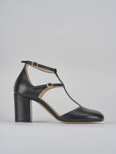 Zapatos de salón tacón 8 cm negro cuero
