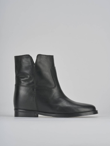 Botines de tacón bajo tacón 2 cm negro cuero