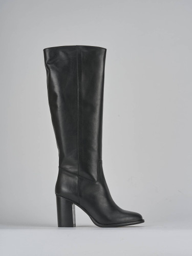 High heel boots heel 8 cm black leather