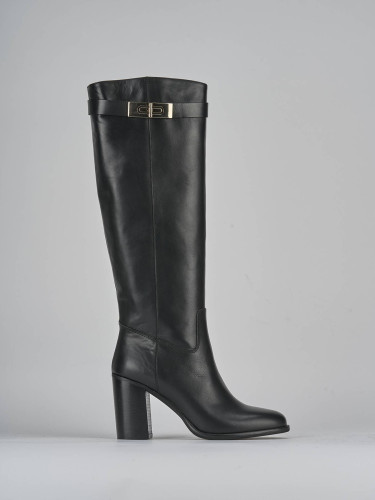 High heel boots heel 8 cm black leather