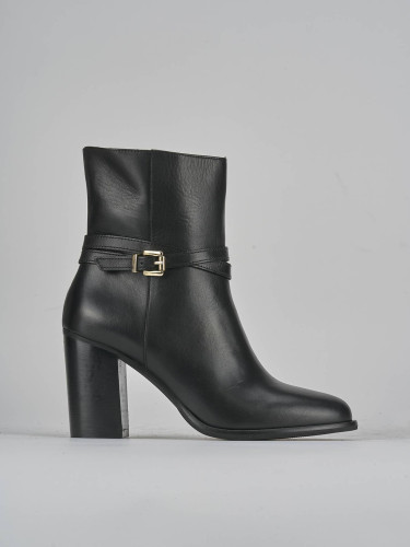 Botines de tacón alto tacón 8 cm negro cuero
