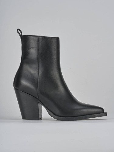 Botines de tacón alto tacón 9 cm negro cuero