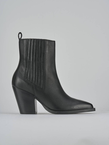 Botines de tacón alto tacón 9 cm negro cuero