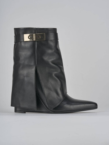Botines de tacón alto tacón 9 cm negro cuero