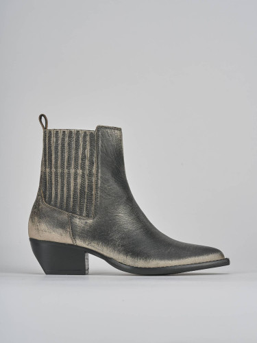 Botines de tacón bajo tacón 3 cm gris cuero