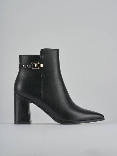 Botines de tacón alto tacón 7 cm negro cuero