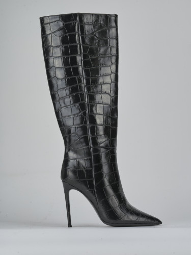 High heel boots heel 10 cm black coconut