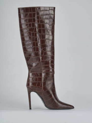 High heel boots heel 10 cm dark brown coconut