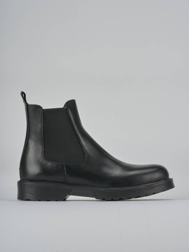 Botines de tacón bajo tacón 2 cm negro cuero