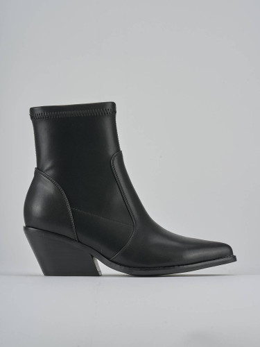 Botines de tacón alto tacón 6 cm negro cuero