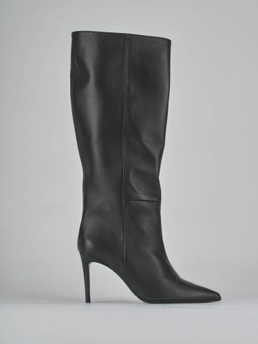 High heel boots heel 7 cm black leather