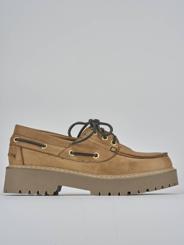 Lace-up shoes heel 3 cm brown leather