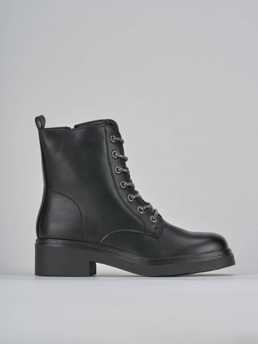 Combat boots heel 1 cm black leather