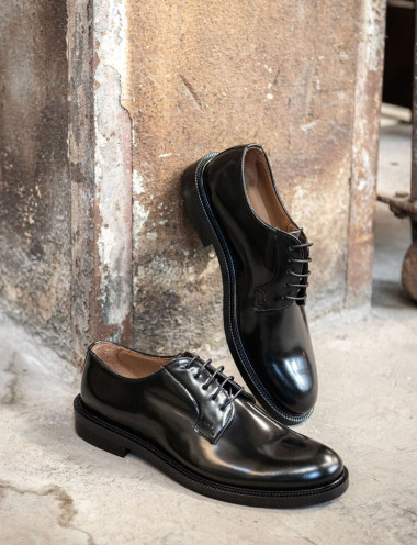 Zapatos de cordones negro cuero