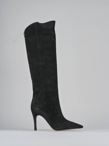 High heel boots heel 9 cm black suede