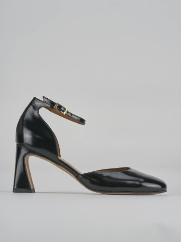 Zapatos de salón tacón 7 cm negro cuero