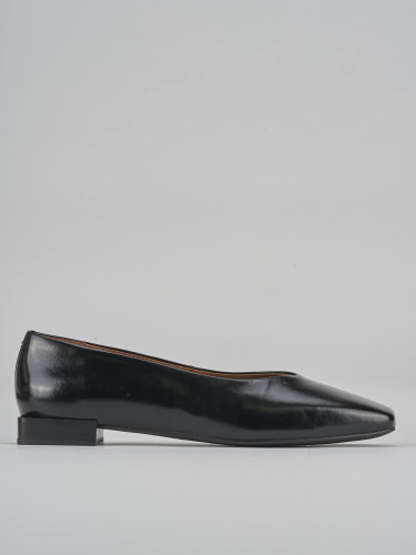 Flat shoes heel 1 cm black leather