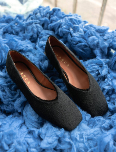 Flat shoes heel 1 cm black leather