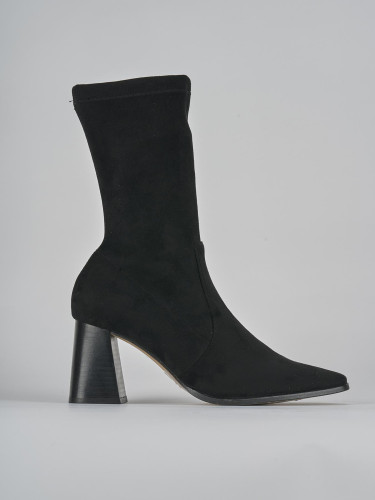 Botines de tacón alto tacón 7 cm negro ante