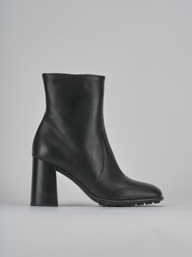 Botines de tacón alto tacón 8 cm negro cuero
